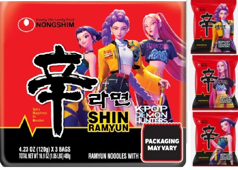 3pk Kpop Demon Hunters Limited SHIN Ramyun Ramen Huntrix Rumi Zoey Mira dorado