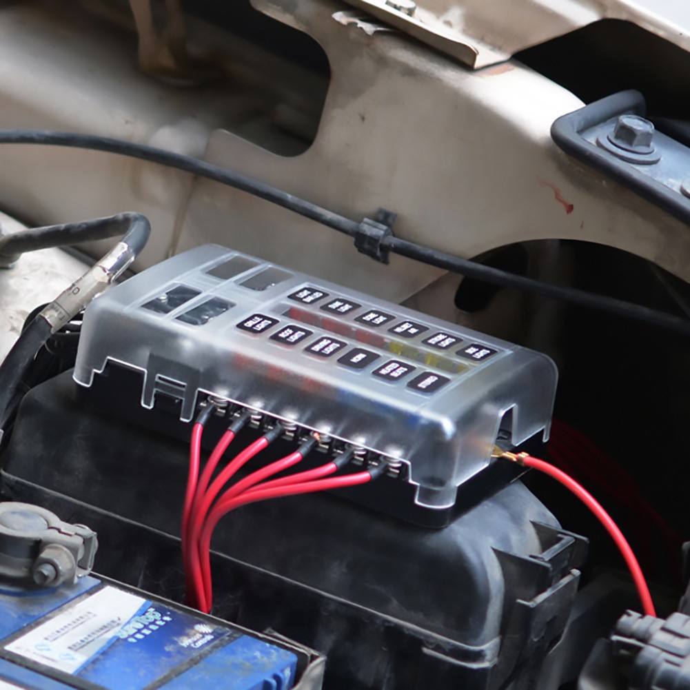 12 Way Blade Fuse Box Block Holder LED Indicator 12V 32V Auto Marine Waterproof