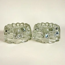 Vintage Glass Taper Candle Holders Pair | Bubble Design | Set of 2 | 4” Wide