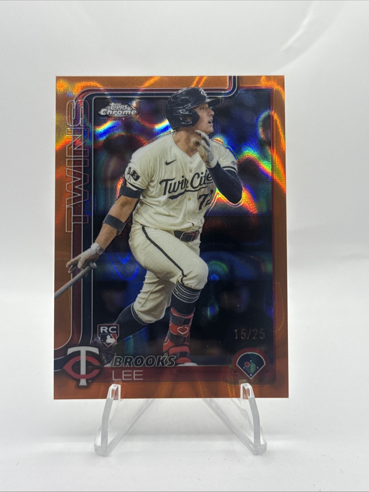 2025 Topps Chrome #234 Brooks Lee RC ROOKIE ORANGE LAVA Refractor /25
