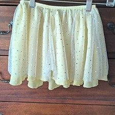Basic Moves Girls Yellow Tutu Skirt 8/10 Glitter Polka Dot Tulle Dance Party