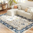 HOMCOM Machine Washable Area Rug 8x10, Boho Floral Print Carpet, Blue — photo 10