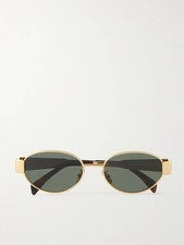 CELINE PARIS Oval-frame gold-tone  tortoiseshell acetate sunglasses NWD 550