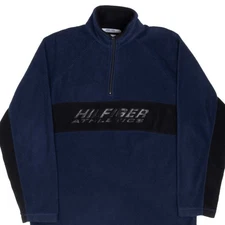 VINTAGE TOMMY HILFIGER ATHLETICS QUARTER ZIP FLEECE JACKET 1990S SMALL