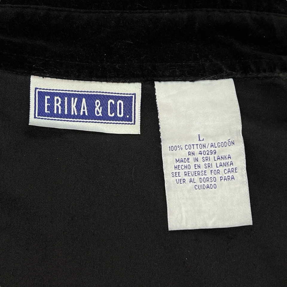 Рубашка женская Erika And Company большая черная хлопковая велюровая на пуговицах мягкая повседневная - Изображение 4 из 4