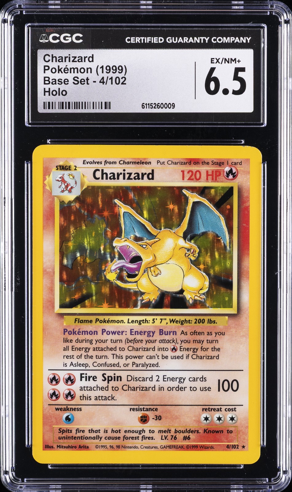 1999 BASE SET #4 CHARIZARD CGC 6.5