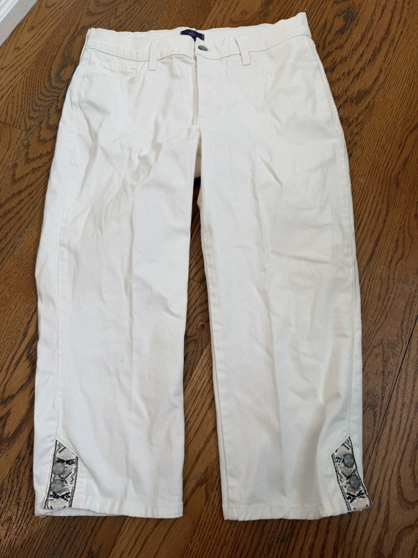NYDJ (Not Your Daughter's Jeans) ANKLE Embellished Jeans White Size 8