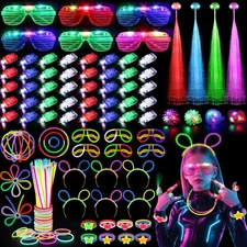 Glow in the Dark Party Supplies for Adults, 128PCS Light Up Party Favors with...