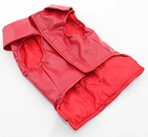 Sm Breed Custom Patched Eagle Motorcycles S-XXL Red PU Leather Pet Dog Vest - Image 2 of 4