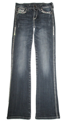 Cowgirl Tuff Indigo Bling Boot Jeans Girl's 11 x 28.5''