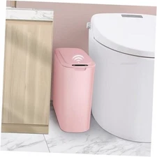  Automatic Motion Sensor Bathroom Trash Can with Lid, 2.6 Gallon Touchless Pink