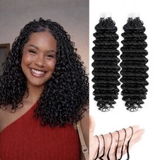 12 Inch Synthetic Feather Crochet Hair, Burmese Curly Deep Wave, 100 Strands