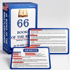 Bible 66 Books Flash Cards - Scripture Memory Cards with Key Verses, Book Sum...
