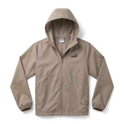Puma ESS Blocked Woven Jacket Mens Small Ice Coffee 695351 04 Tan Hooded Zip NEW