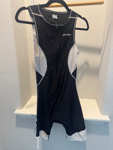 Orca Men's Triathlon Suit Size S Black White Sleeveless Front Zip