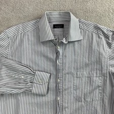 Canali Dress Shirt Men's 17 43 Striped Long Sleeve Button-Up Designer Italy