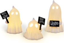 Halloween Ghost Decor, Set of 3 Lighted Cute Ghost for Halloween Indoor
