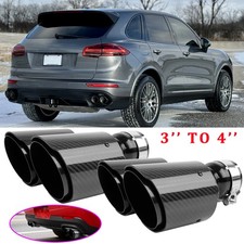 3" to 4'' Carbon Car Exhaust Muffler Tip Dual Quad Slant Cut For Porsche Cayenne