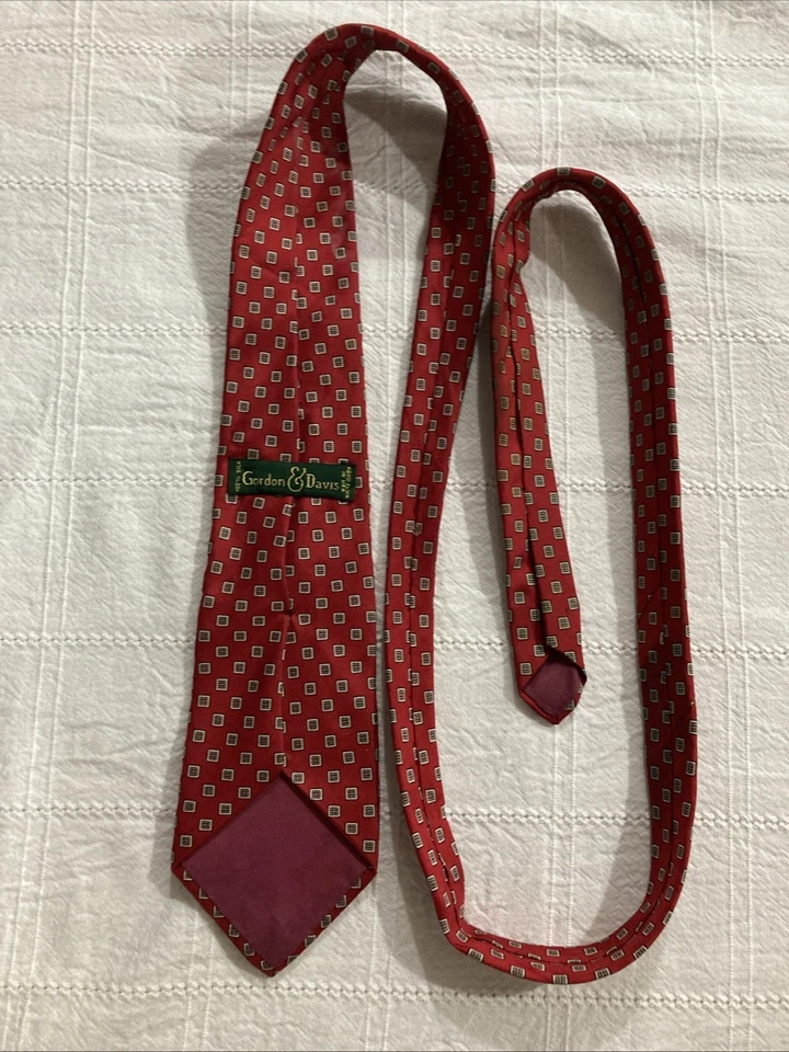 Corbata Gordon & DAVIS 100 % seda cuadrada tejida multicolor hecha en EE. UU. clásica vintage Foto 3 de 4