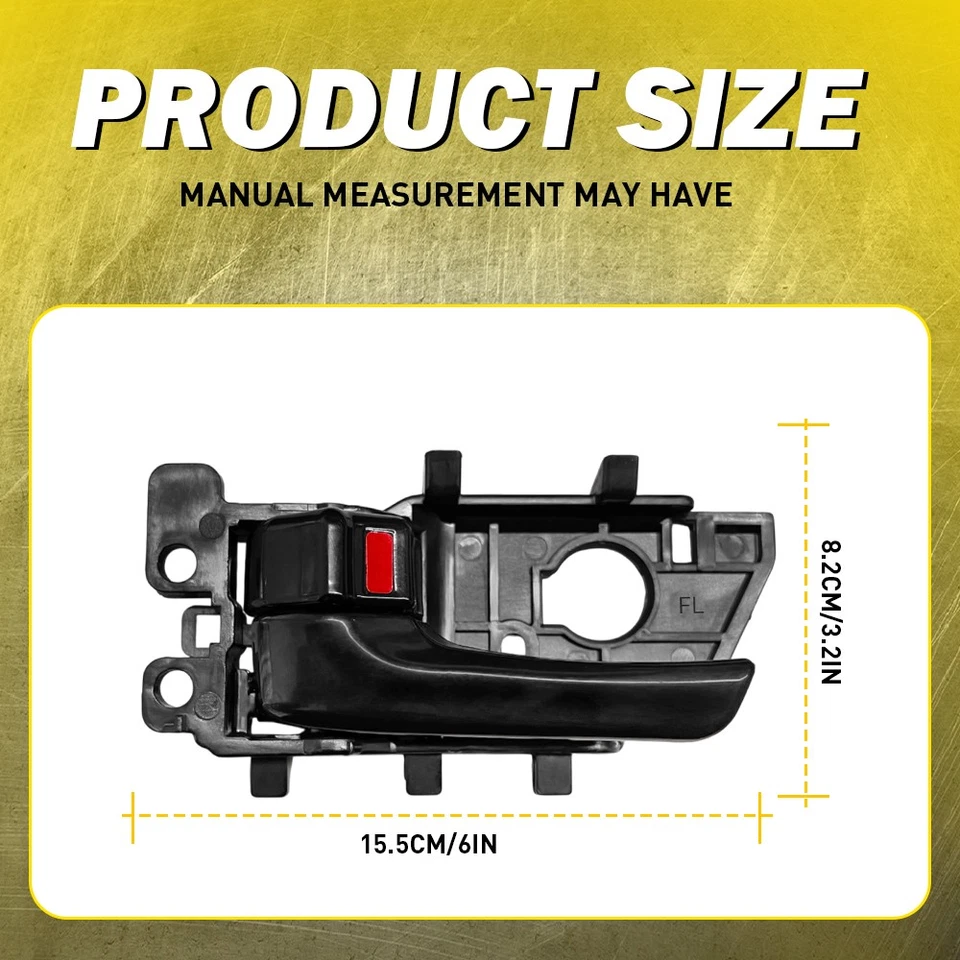 Set of 4 Left + Right Interior Inside Door Handle Black Fits 2010-2013 Kia Forte - Image 3 of 4