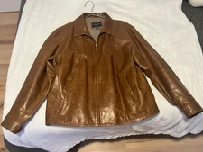Daniel Cremieux Signature Label Leather Jacket Brown Size XL
