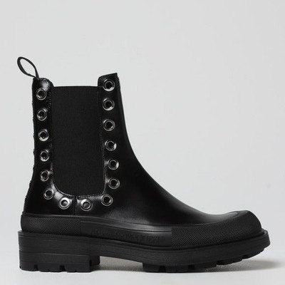 Alexander McQueen Leather Grommets Eyelet Details Stack Chelsea Boots Size 42.5 Alexander McQueen Leather Grommets Eyelet Details Stack  main image 2