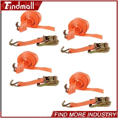 Findmall 1.5'' x 15' Ratchet Straps J Hook 4000-lbs Heavy Duty Tie Downs 4 Pcs US