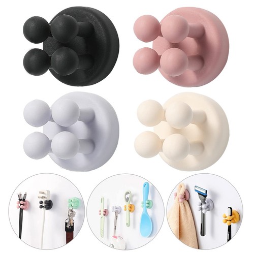 4 Pack Wall Mounted Silicone Toothbrush Holder Self Adhesive Hook Plug Holder - Picture 2 of 9
