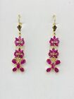 14k Solid Yellow Gold Dangle Lever Back Earring With Marquis & Pear Ruby 3.40Gm