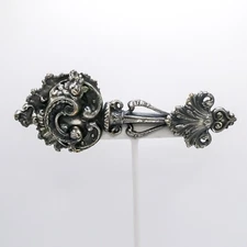 Style Metal Sec NY Arts And Crafts 1930's Repousse Flower Large 4.5" Brooch Pin
