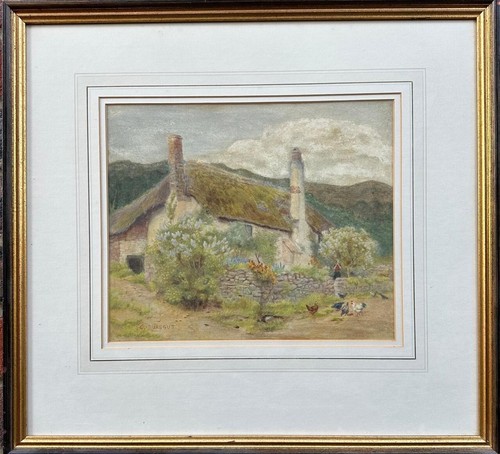 Curtius Duassut (fl. 1889-1903) : Cottage garden scene, signed watercolour