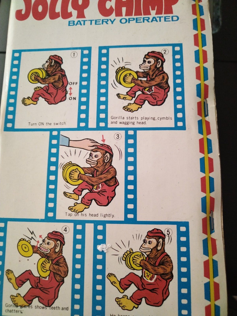 VINTAGE BATTERY OPERATED JOLLY CHIMP ORIGINAL BOX (FOR PARTS NOT