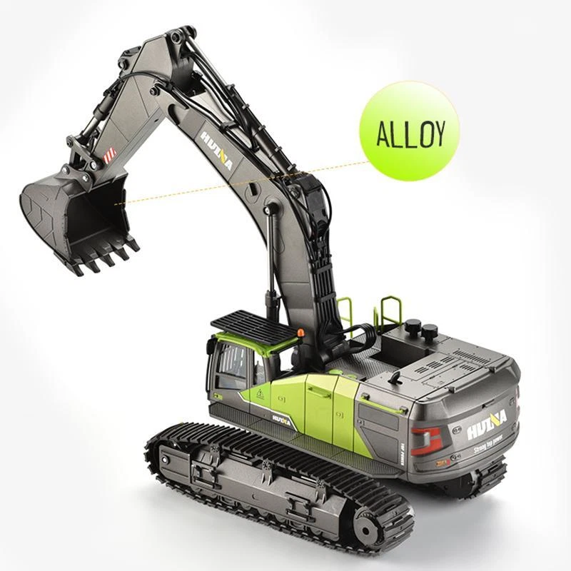 2.4G Remote Control 22CH 1/14 HUINA 1593 RC Excavator RTR Digger Toy W/Battery - Image 3 of 4
