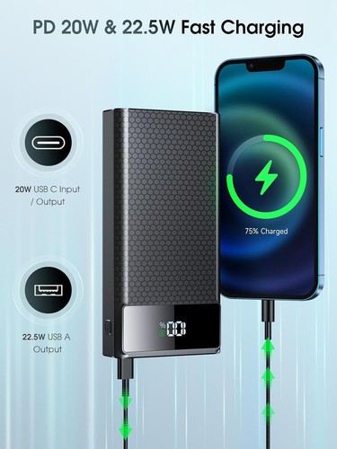 Portable Power Bank 46800mAh 5 Charging Ports PD22.5W QC 3.0 For iPhone Samsung - Zdjęcie 7 z 7