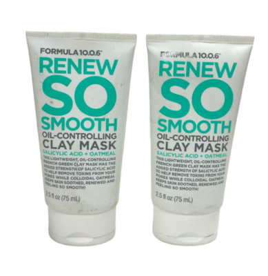 Formula 10.0.6 Renew So Smooth Oil-Controlling Clay Mask Lot of 2 x (2.5fl.oz)