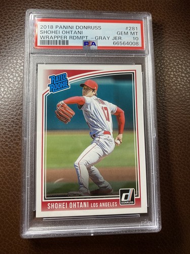 PSA 10 2018 Donruss Shohei Ohtani Rated Rookie Wrapper Redemption Gray Jersey RC