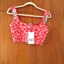 ZARA WOME EMBELLISHED CROP TOP UK S [BNWT]