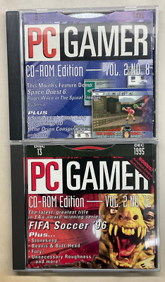 Lot of 2 PC Gamer CD-ROM DISCS ONLY Vol.2 #8 , #12 PLEASE READ Vintage Software