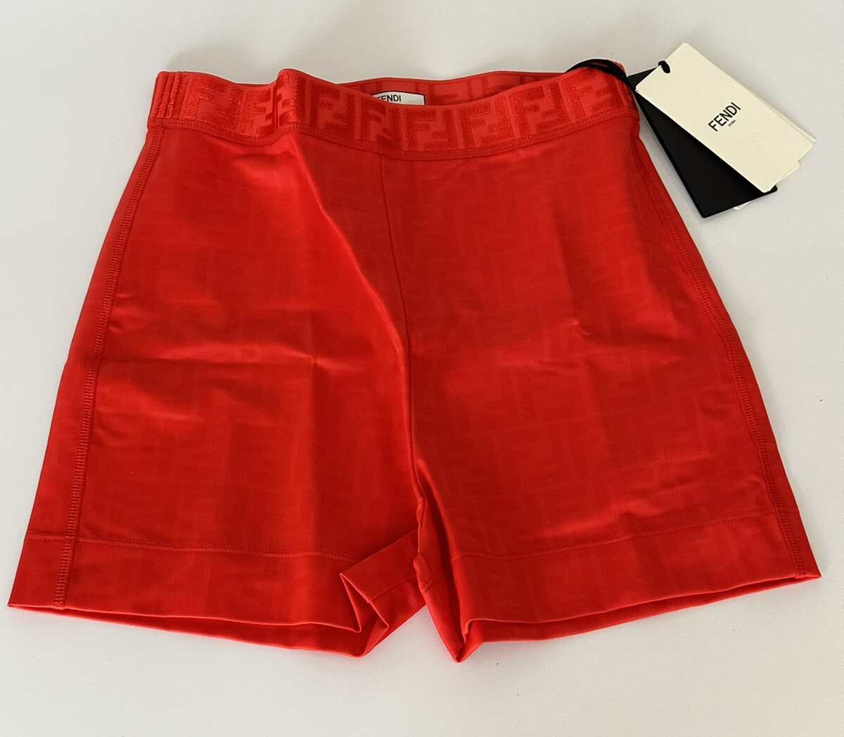 NWT $430 Fendi Women's Knitted Fabric Track Shorts Red