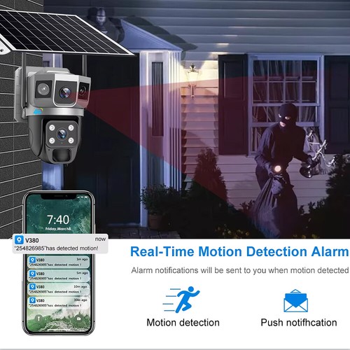 4G LTE 2MP+2MP Solar Camera Outdoor CCTV Surveillance Camera w/ Solar Panel - Picture 8 of 19