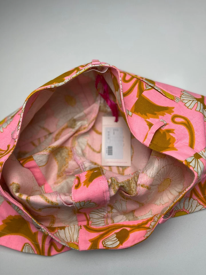 Pantalones Cortos Julie Marrón Talla 6 Para Mujer Rosa Brillante Floral Playa Informal Viscosa Lino Foto 4 de 4