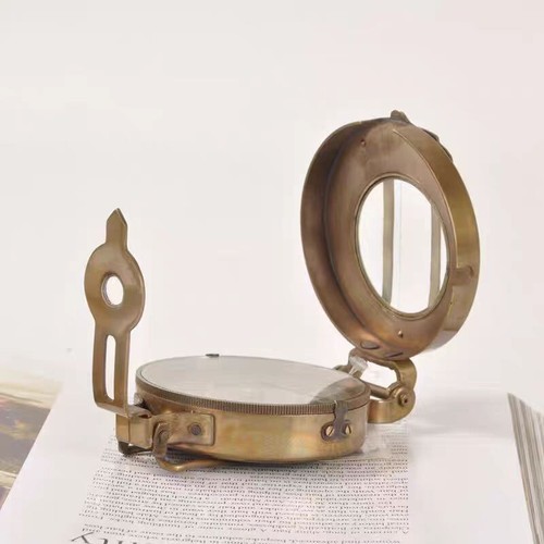 Pocket Navigation Compass Solid Brass Old World War II Military Outdoor Compass - Picture 3 of 5