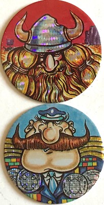 UK WARRIOR SERIES CHUPA CAPS No 1 VIKING & 8 ADMIRAL Rare Child Collectable 1995