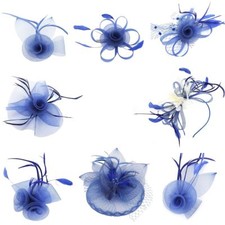 New Elegant Royal Blue Hair Tie Fascinator Wedding Party Royal Ascot