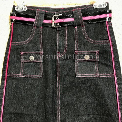 VTG Crest Jeans Skirt Girl's Size 10 Blue Denim Skirt with Belt original owner - Picture 2 of 12