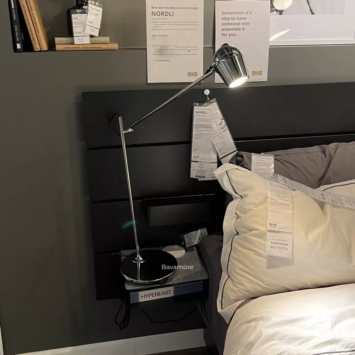 Headboard cheap lamp ikea