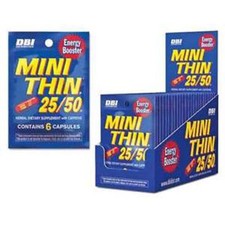 Mini Thin 25/50 25 50 Energy Box 24 PACKS - Diet Herbal Caffeine 6 Capsules Pack