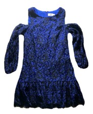 Eliza J Size 14 Dress Floral Lace Cut Out Long Sleeve Ruffle Midi Length 38”