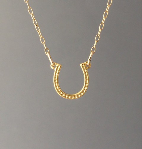 Small Gold Horseshoe Charm Pendant 