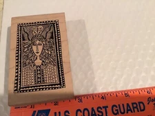 Rare Marsha McCarthy Woman American Art Wood Stamp Goddess Woman Siren MM02-990